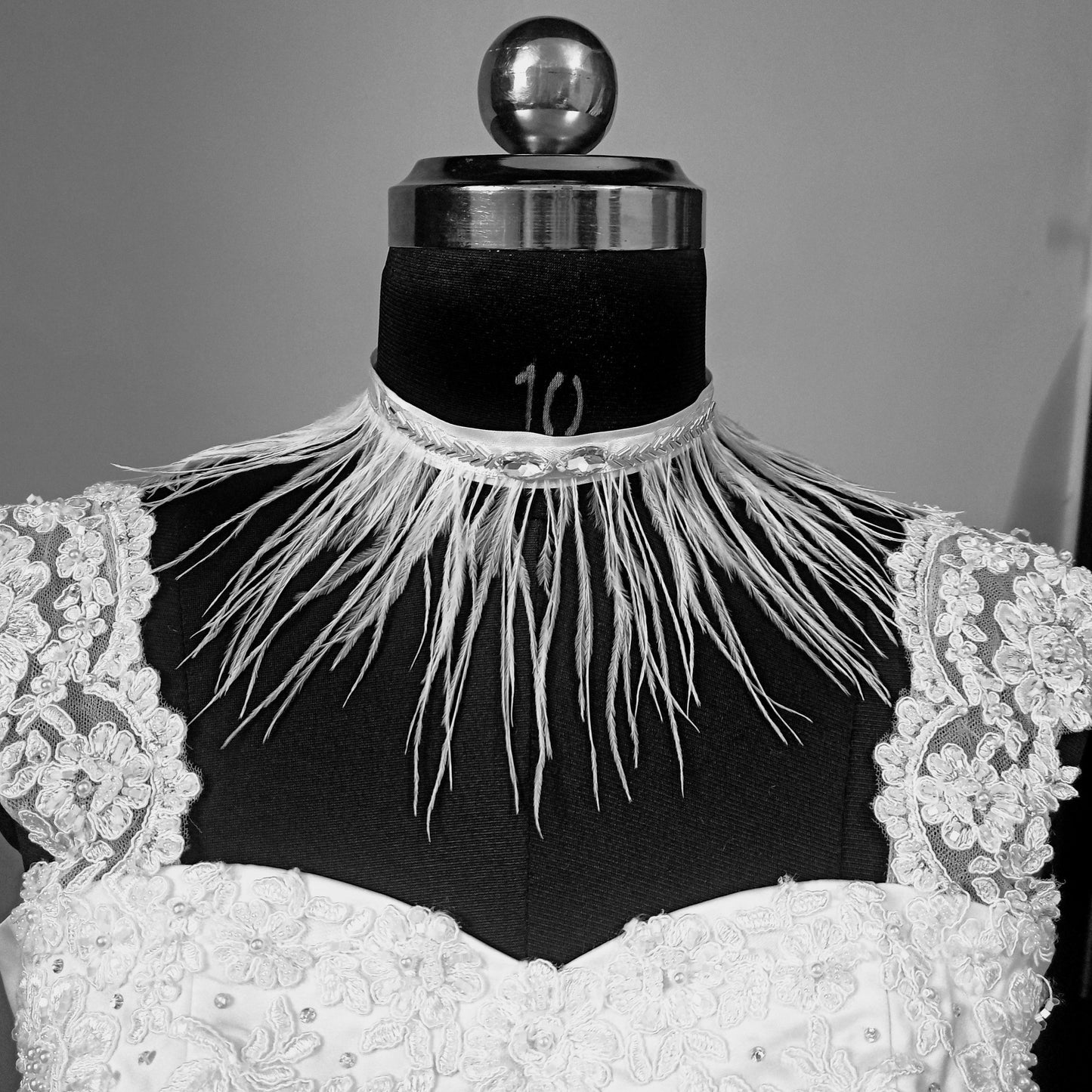 Feather collar necklace festival outfit rhinestone choker black or white