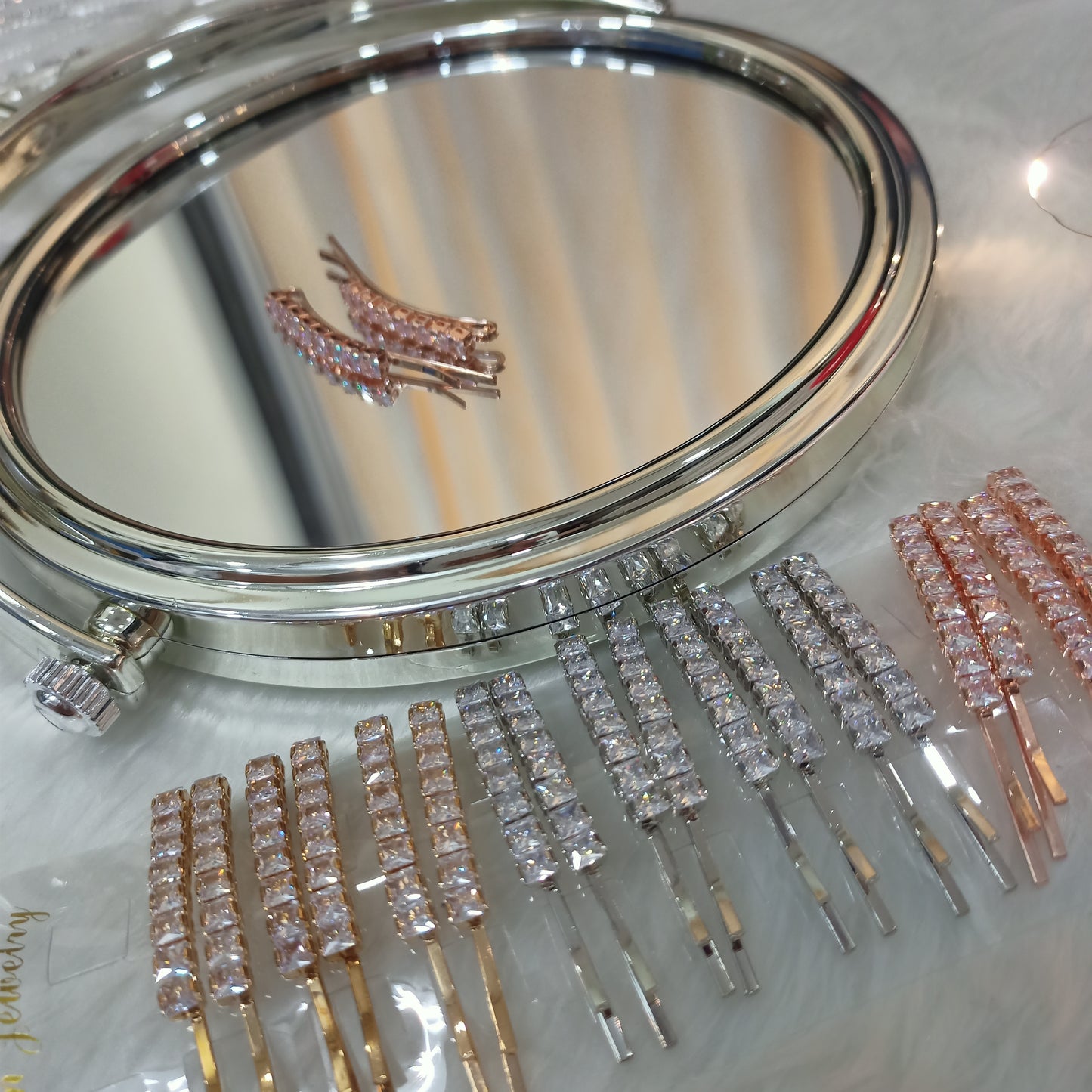 Crystal clear Bobby pins pair