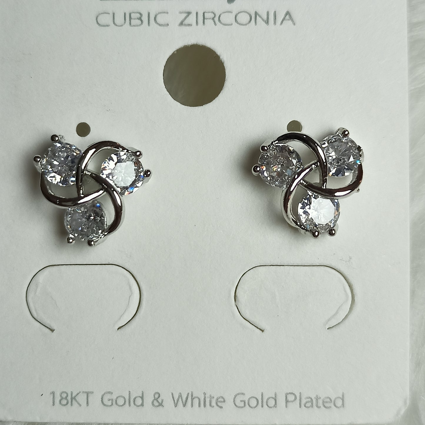 Silver zircon stud earrings