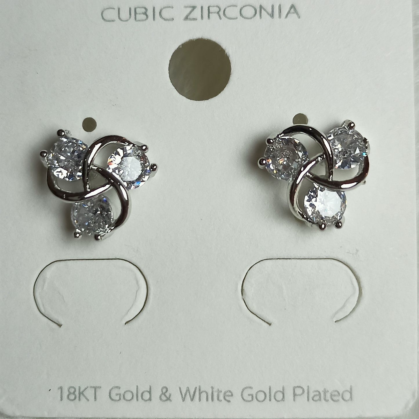 Silver zircon stud earrings