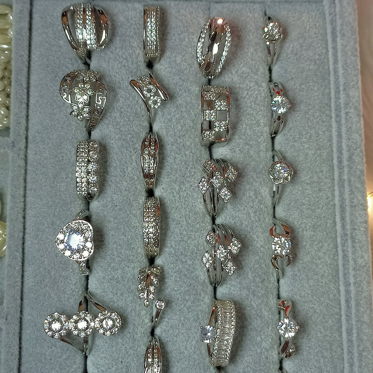 Pretty Silver zircon stone rings