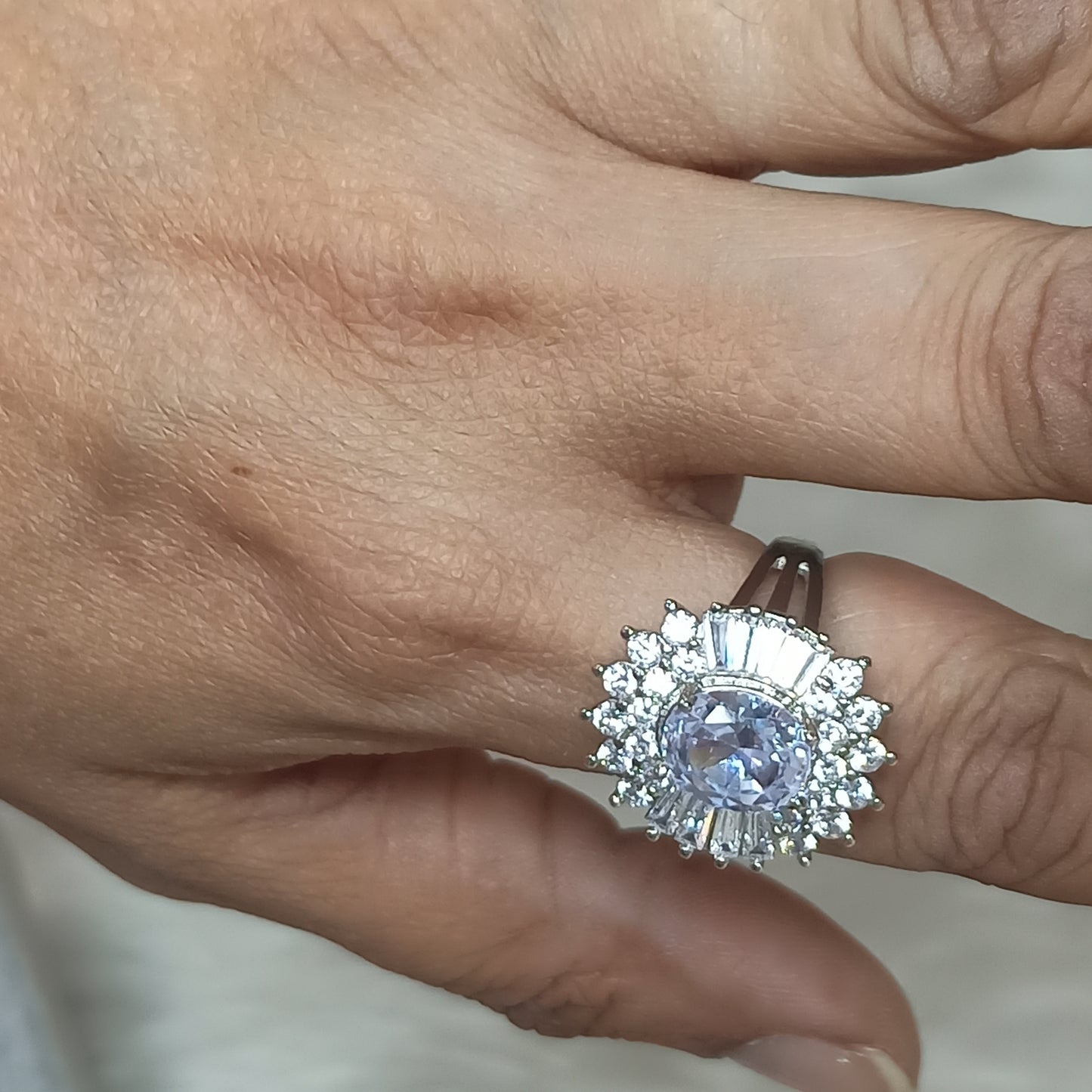 Pretty Silver zircon stone rings