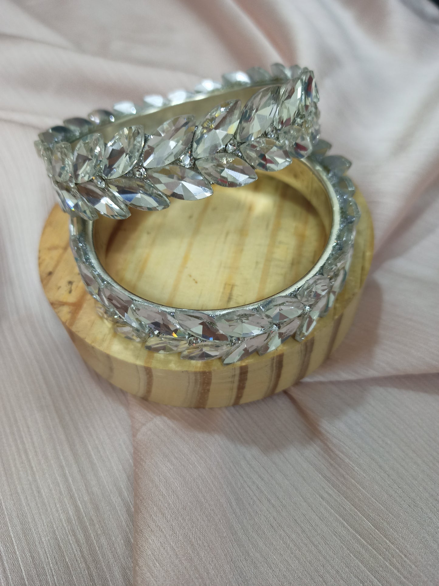Crystal leaf bangles