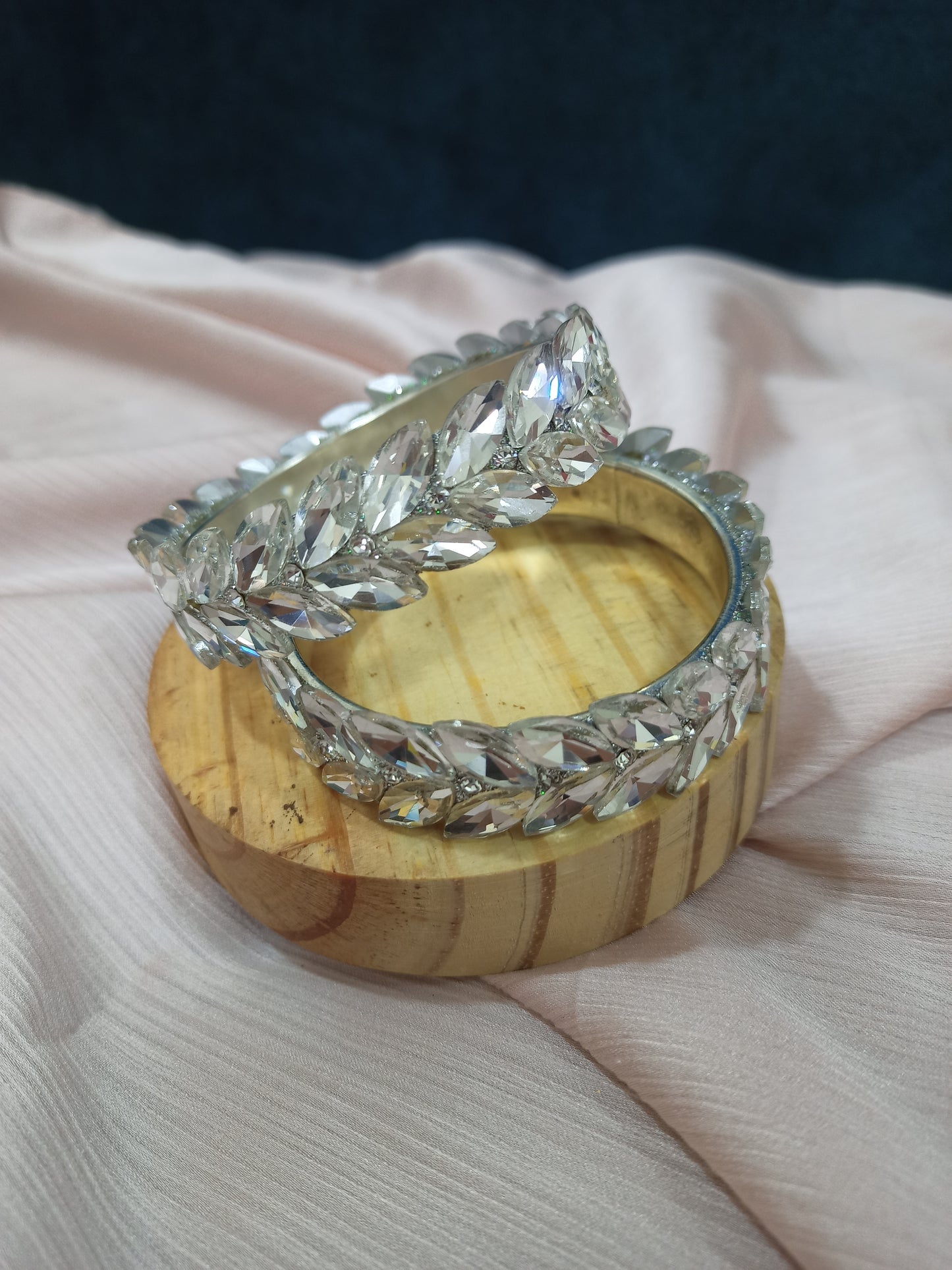 Crystal leaf bangles