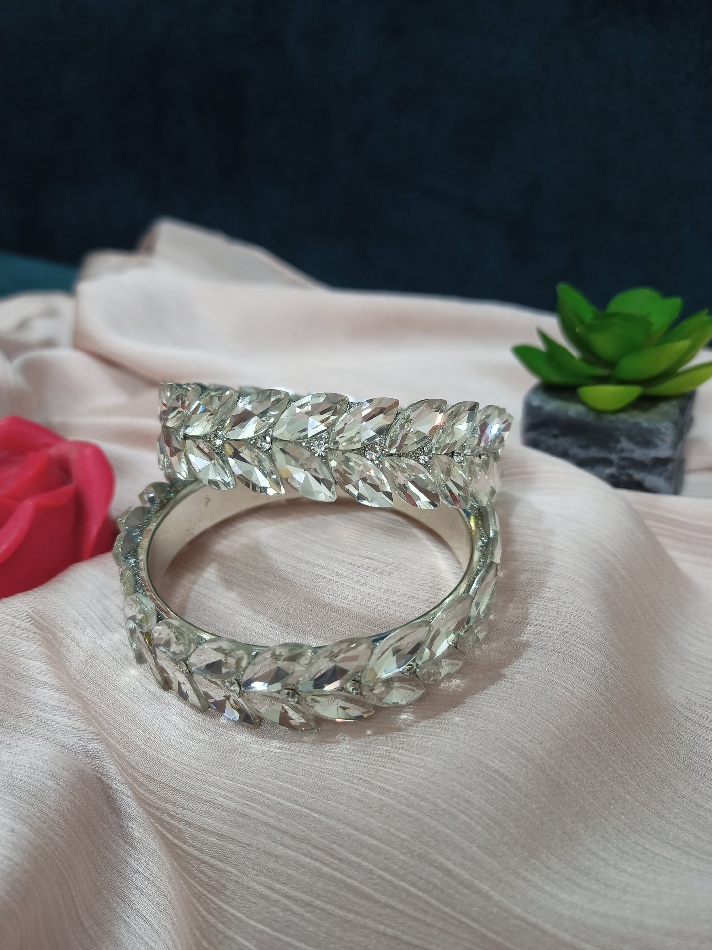 Crystal leaf bangles