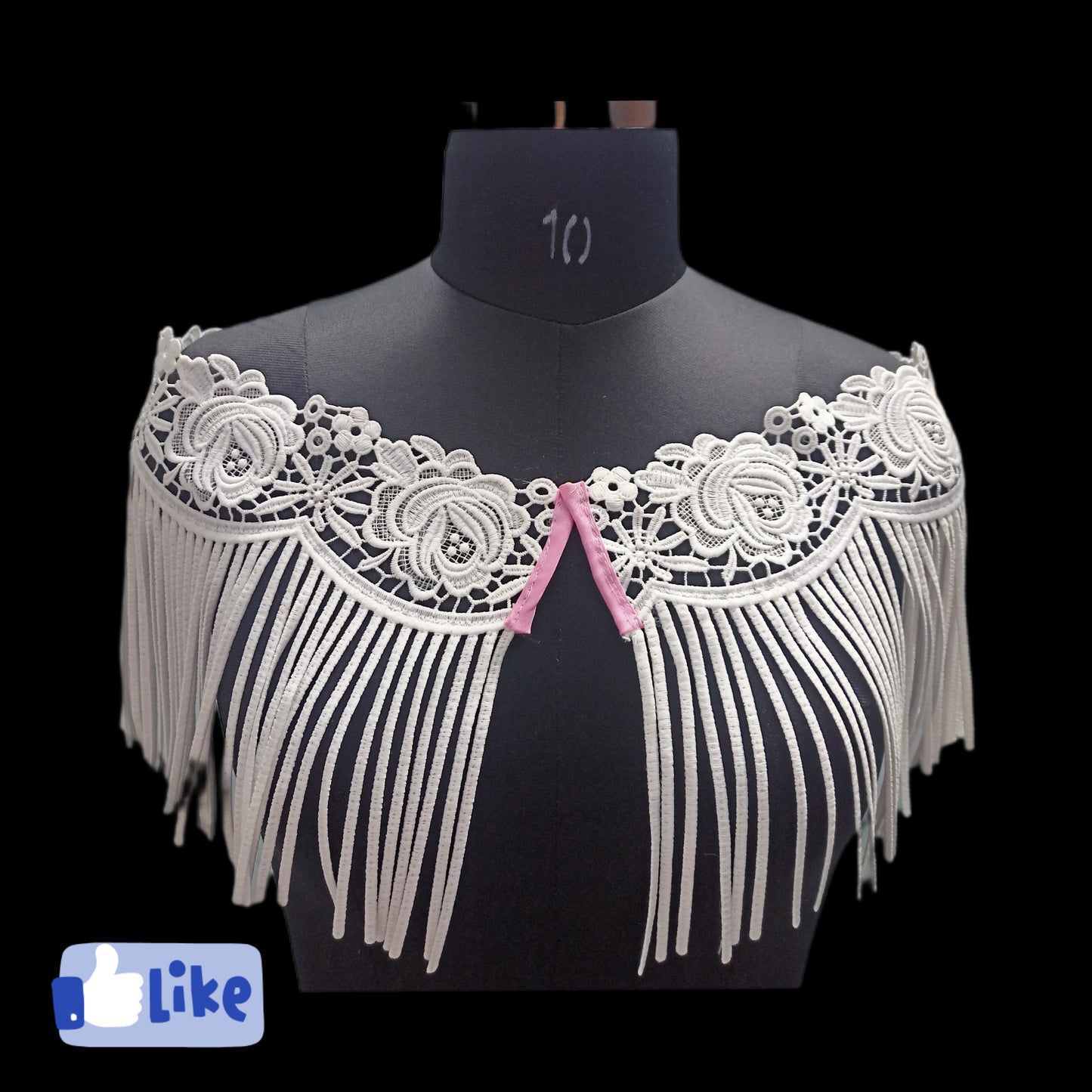 White lace and tassle cape