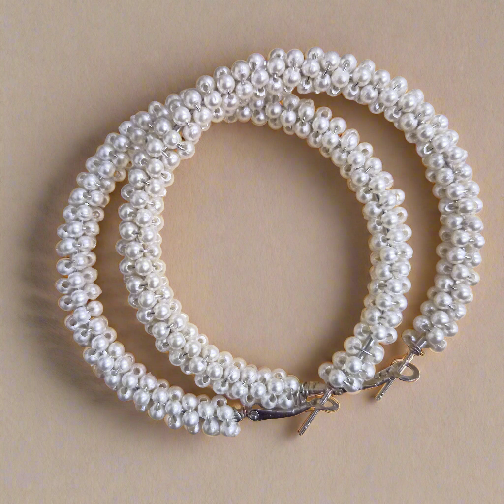 White pearls hoop earrings