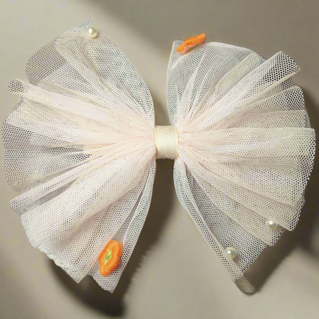glossy mesh bow clip x3