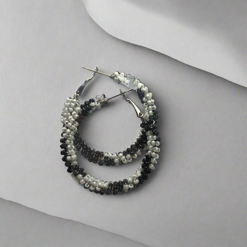Black and white earrings