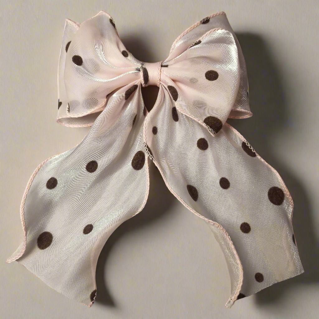 Polka dotted satin bow clips