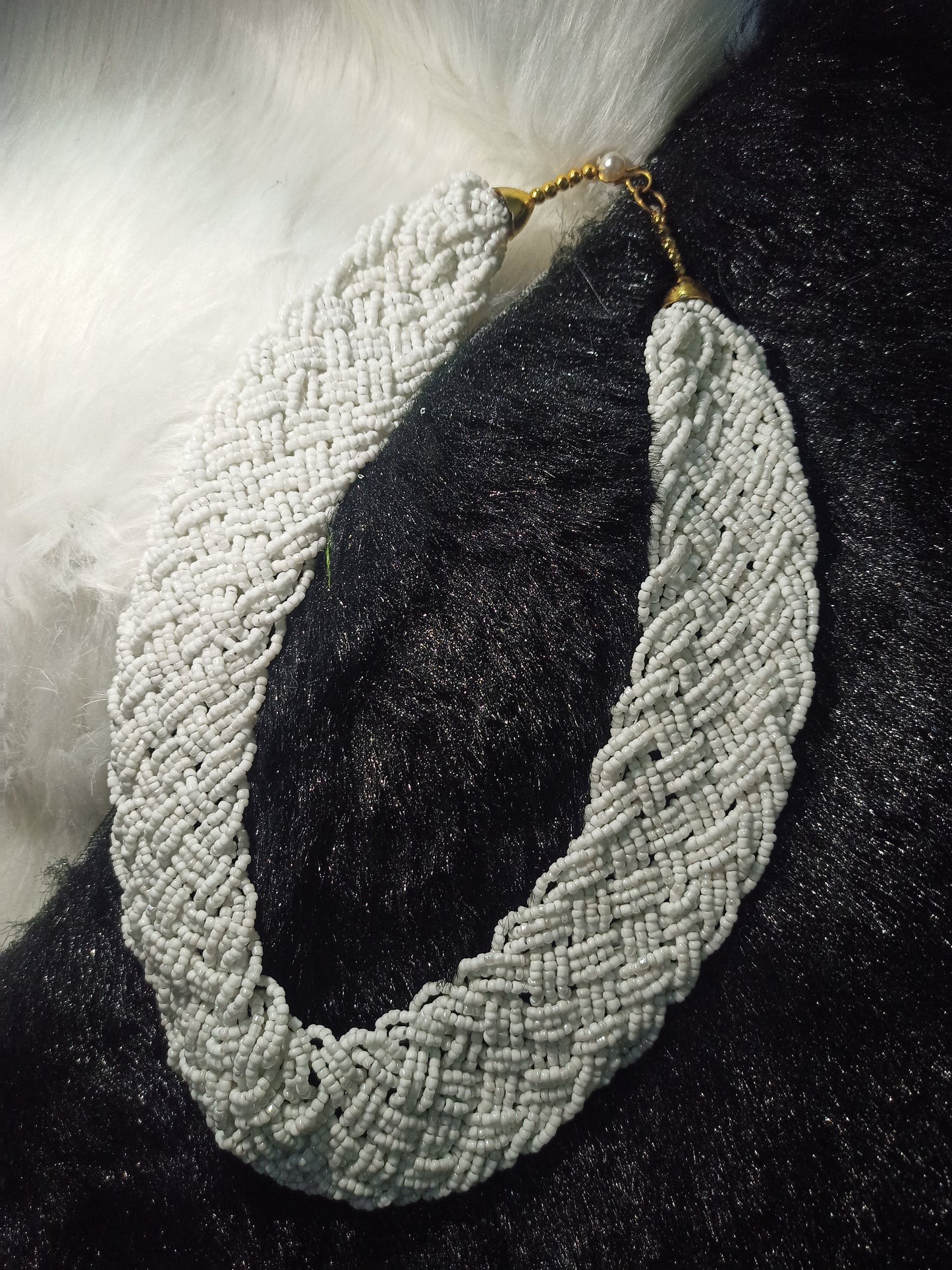 Braided white necklace (customized on order)