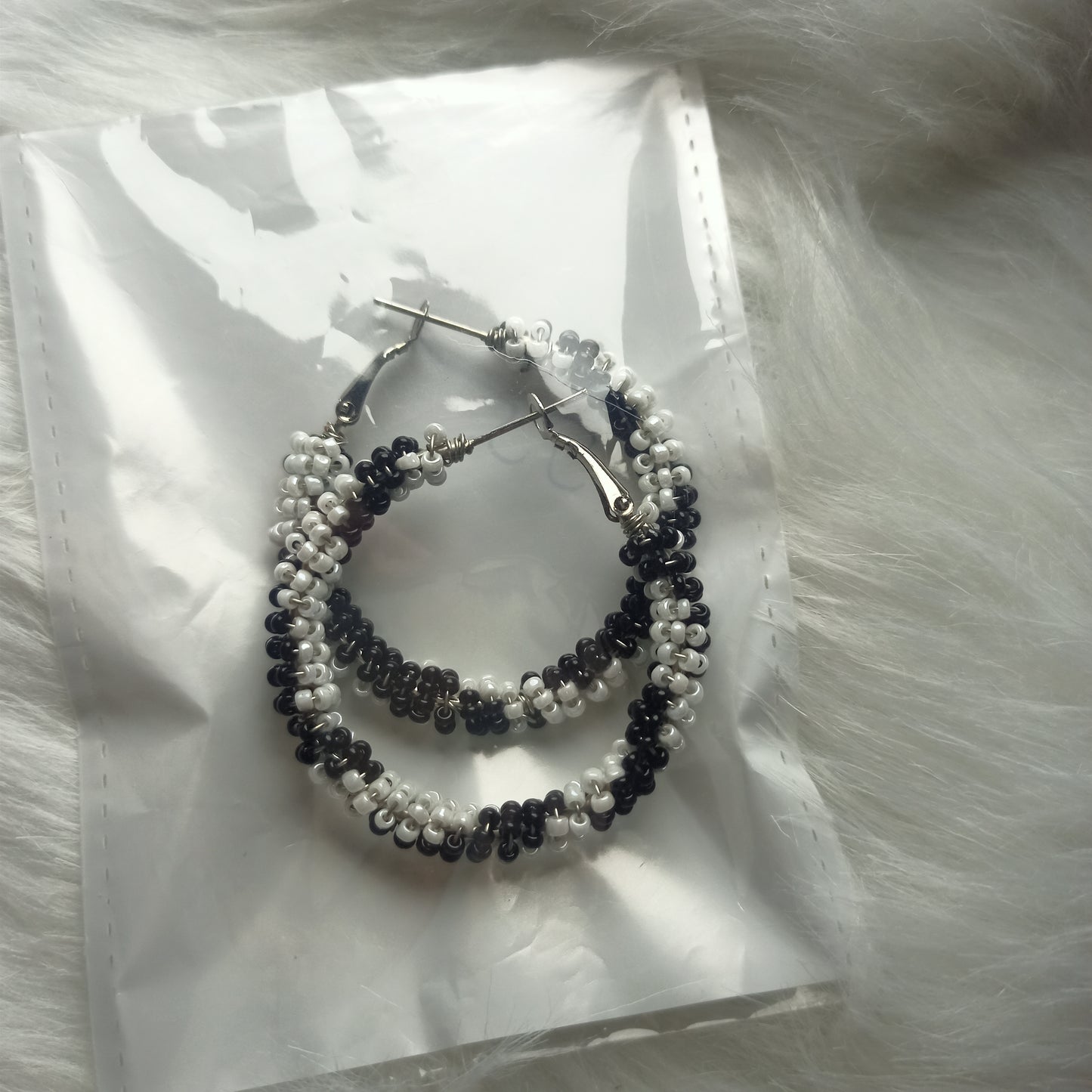 Black and white earrings