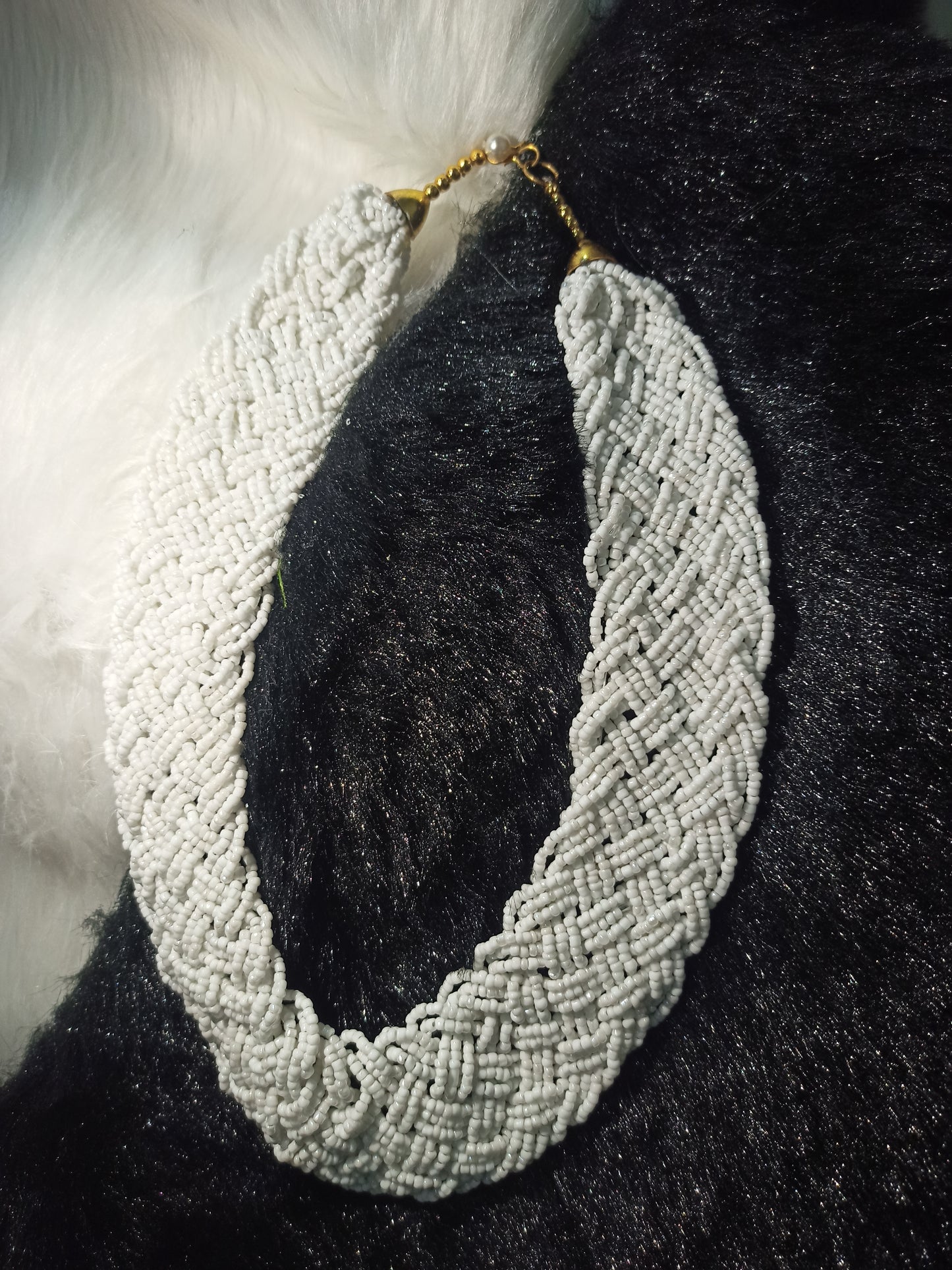 Braided white necklace (customized on order)