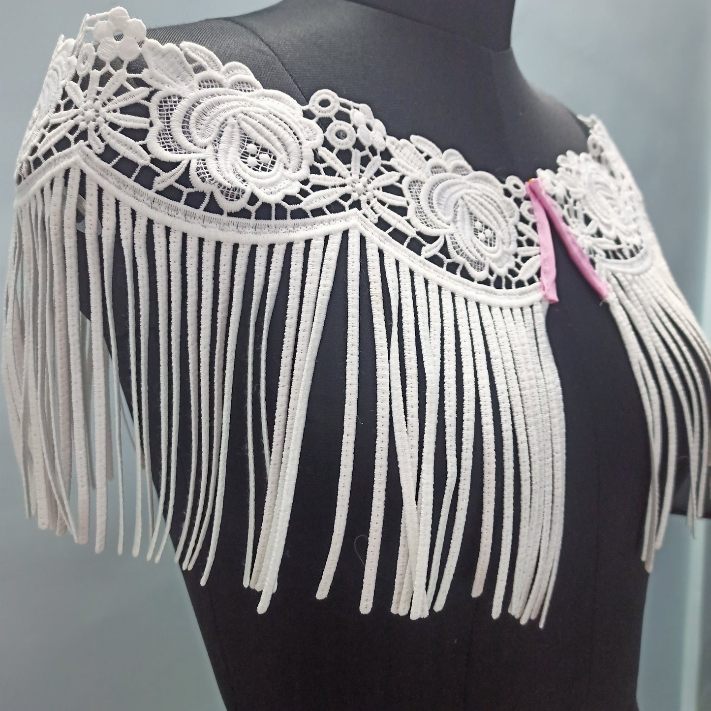 White lace and tassle cape