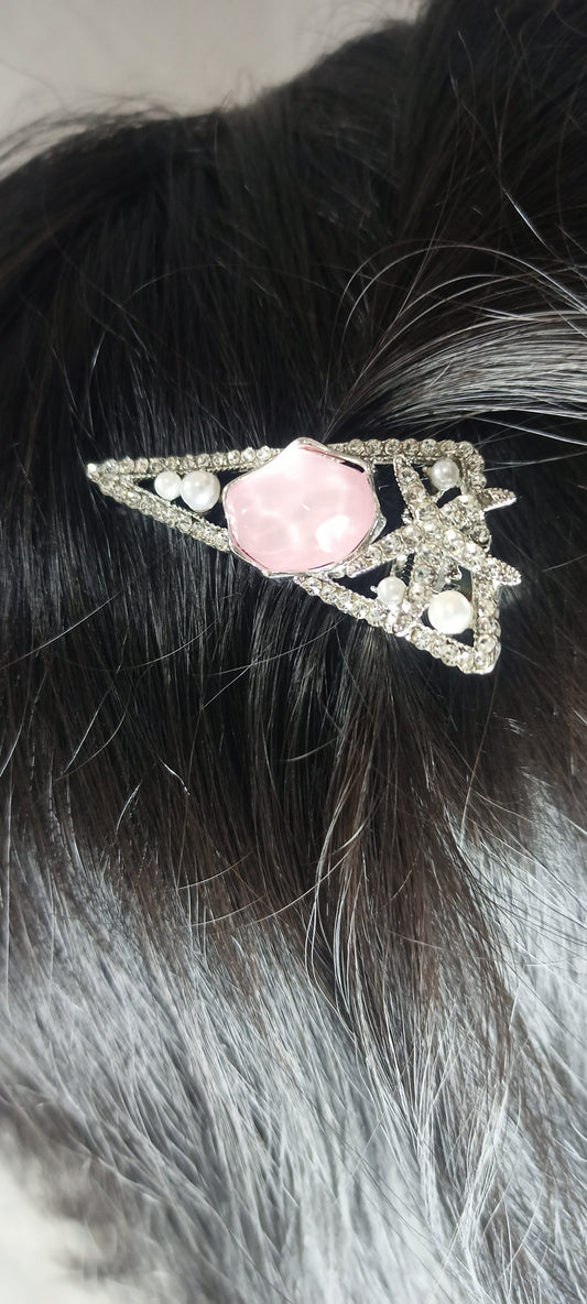 Starfish pearl stone hair clip