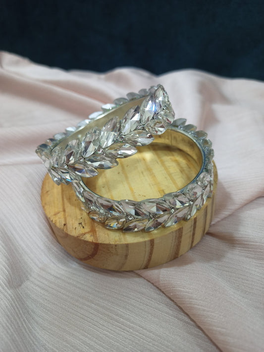 Crystal leaf bangles