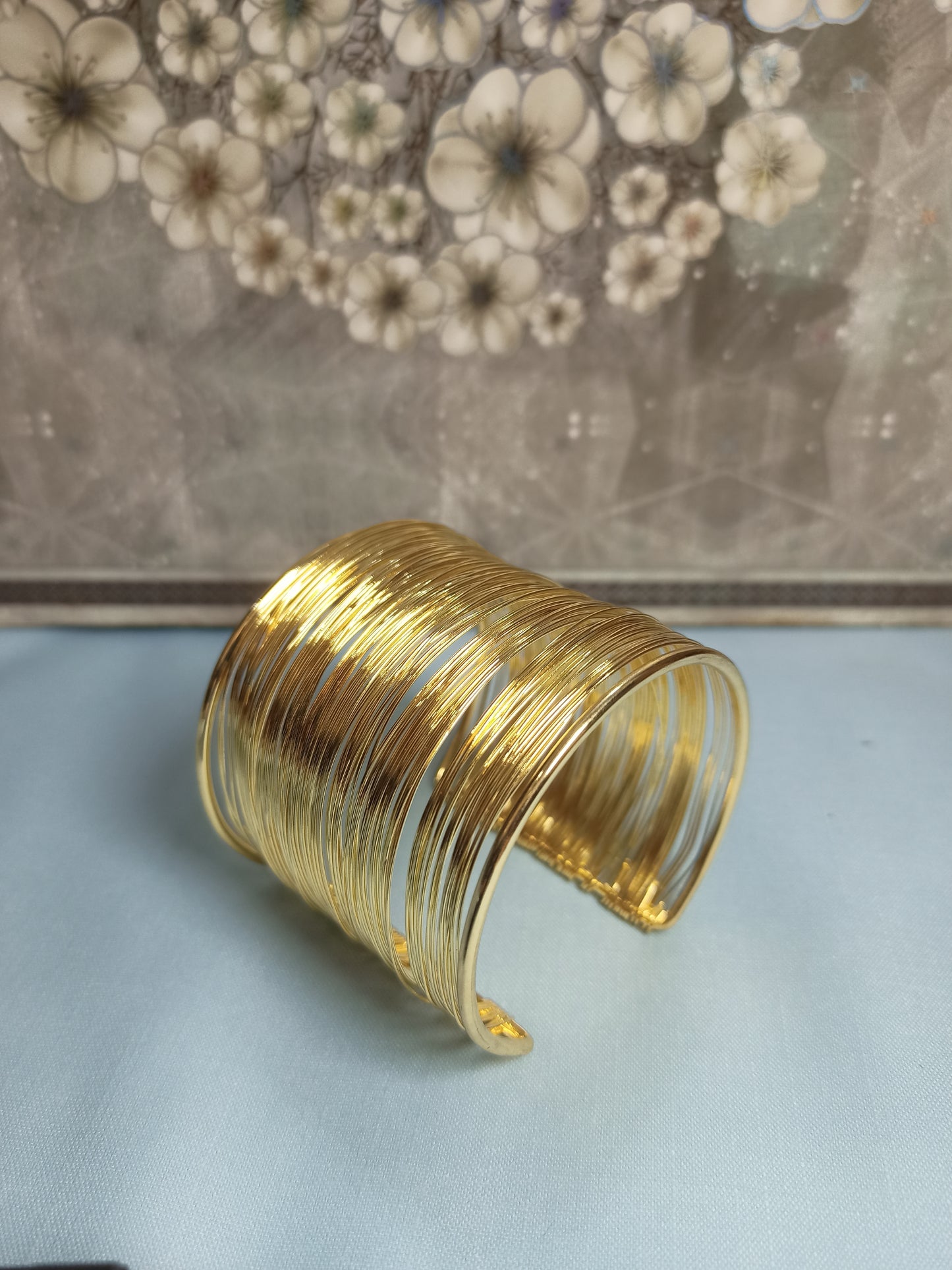 Silver or gold wire cuff bracelet