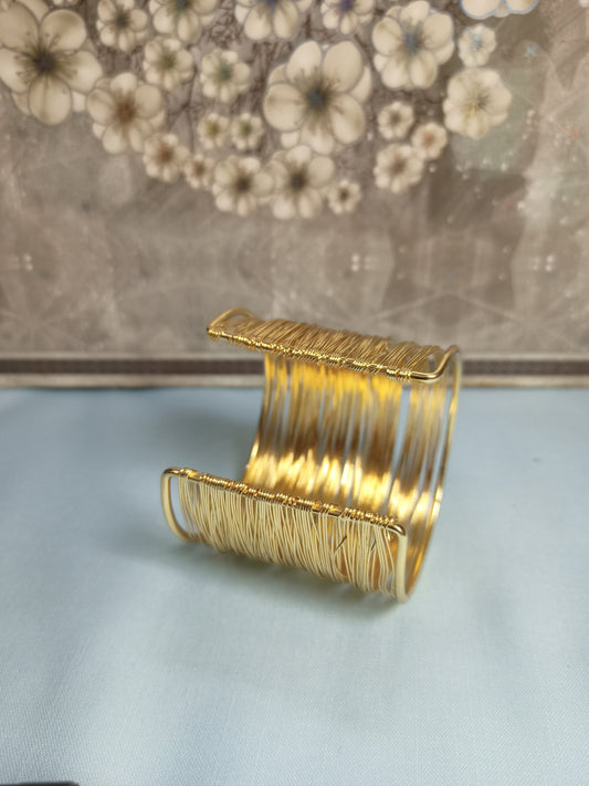 Silver or gold wire cuff bracelet
