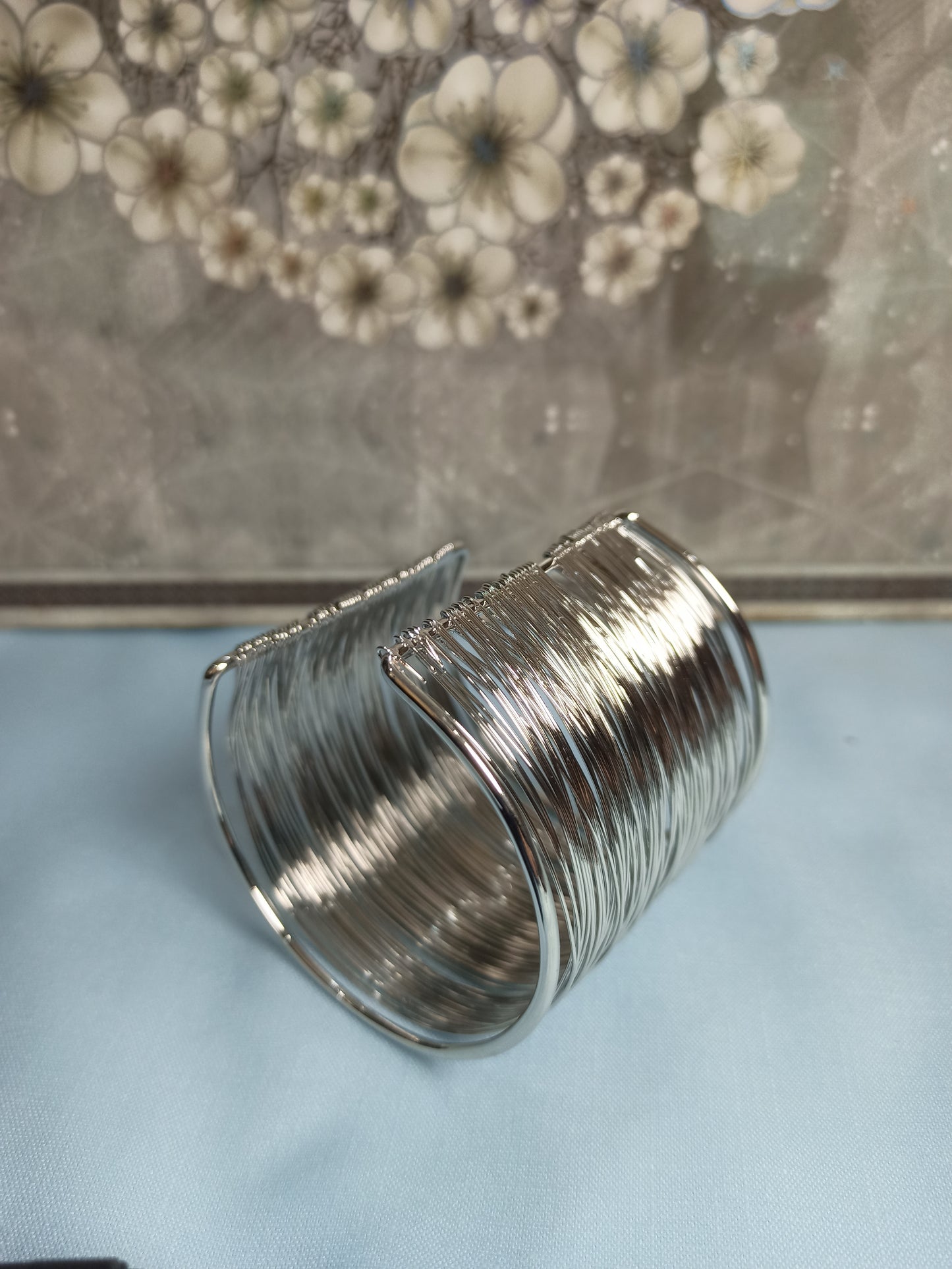 Silver or gold wire cuff bracelet