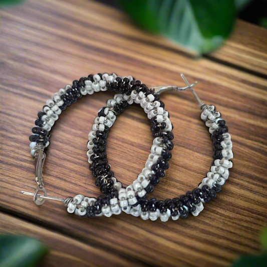 Black and white earrings